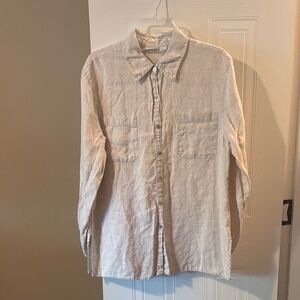 Chico's Beige Linen Button-Up Blouse